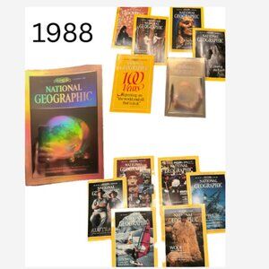 National Geographic Complete 1988 Set w/Binder Rare Holographic Dec. Issue W/Map